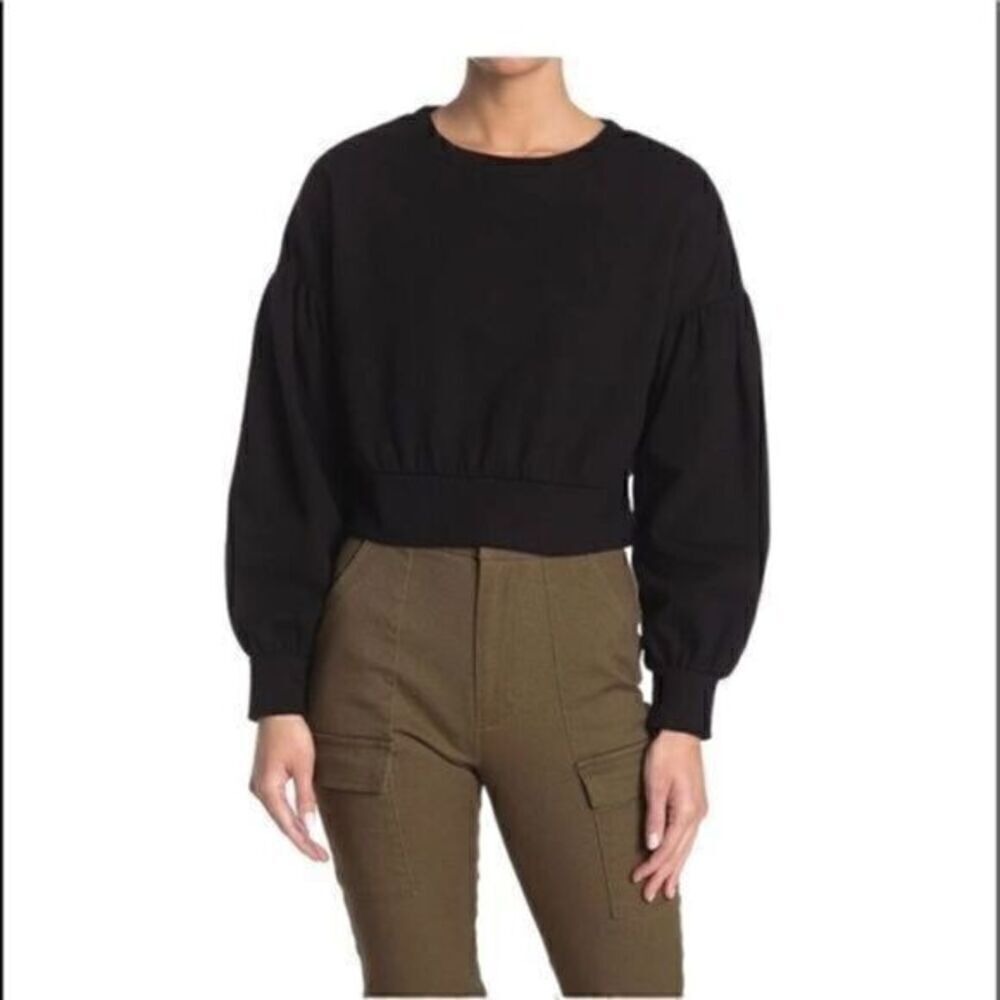 Abound Crew Neck Cropped Sweatshirt Black M